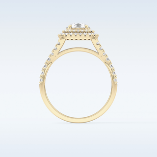0.79 CT Double Halo & Pave Engagement Ring Featuring Round Moissanite