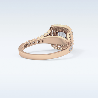 0.79 CT Double Halo & Pave Engagement Ring Featuring Round Moissanite