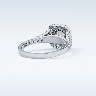 0.79 CT Double Halo & Pave Engagement Ring Featuring Round Moissanite