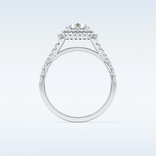 0.79 CT Double Halo & Pave Engagement Ring Featuring Round Moissanite