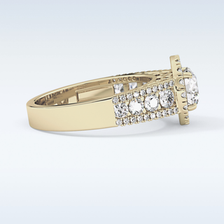 1.28 CT Halo & Triple Pave Engagement Ring Featuring Round Moissanite