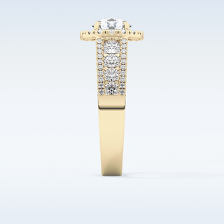 1.28 CT Halo & Triple Pave Engagement Ring Featuring Round Moissanite
