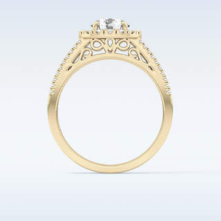 1.28 CT Halo & Triple Pave Engagement Ring Featuring Round Moissanite
