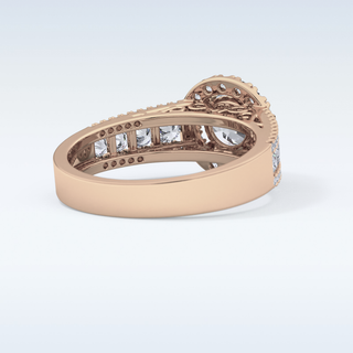 1.28 CT Halo & Triple Pave Engagement Ring Featuring Round Moissanite