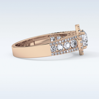 1.28 CT Halo & Triple Pave Engagement Ring Featuring Round Moissanite