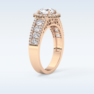 1.28 CT Halo & Triple Pave Engagement Ring Featuring Round Moissanite