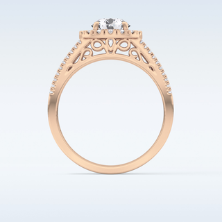 1.28 CT Halo & Triple Pave Engagement Ring Featuring Round Moissanite