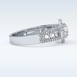 1.28 CT Halo & Triple Pave Engagement Ring Featuring Round Moissanite