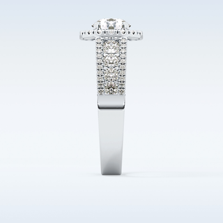 1.28 CT Halo & Triple Pave Engagement Ring Featuring Round Moissanite
