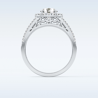 1.28 CT Halo & Triple Pave Engagement Ring Featuring Round Moissanite