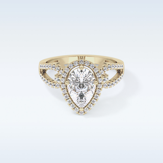 1.12 CT Split Shank & Pave Engagement Ring Featuring Pear Moissanite