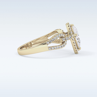 1.12 CT Split Shank & Pave Engagement Ring Featuring Pear Moissanite