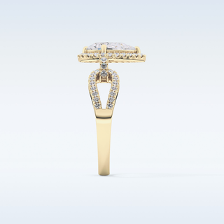 1.12 CT Split Shank & Pave Engagement Ring Featuring Pear Moissanite