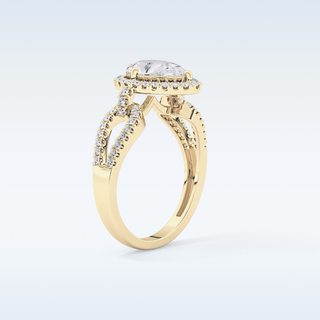 1.12 CT Split Shank & Pave Engagement Ring Featuring Pear Moissanite