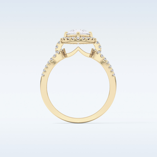 1.12 CT Split Shank & Pave Engagement Ring Featuring Pear Moissanite