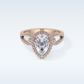 1.12 CT Split Shank & Pave Engagement Ring Featuring Pear Moissanite