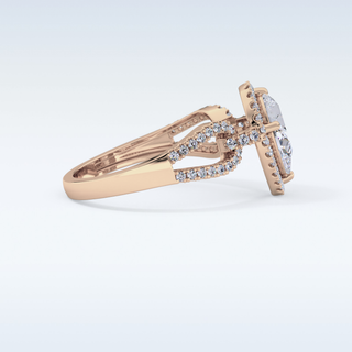 1.12 CT Split Shank & Pave Engagement Ring Featuring Pear Moissanite