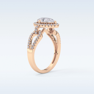 1.12 CT Split Shank & Pave Engagement Ring Featuring Pear Moissanite