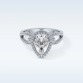 1.12 CT Split Shank & Pave Engagement Ring Featuring Pear Moissanite