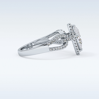 1.12 CT Split Shank & Pave Engagement Ring Featuring Pear Moissanite
