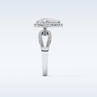 1.12 CT Split Shank & Pave Engagement Ring Featuring Pear Moissanite