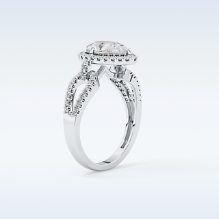 1.12 CT Split Shank & Pave Engagement Ring Featuring Pear Moissanite