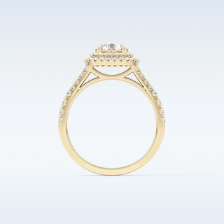 0.71 CT Split Shank & Double Halo Engagement Ring Featuring Round Moissanite
