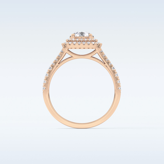 0.71 CT Split Shank & Double Halo Engagement Ring Featuring Round Moissanite