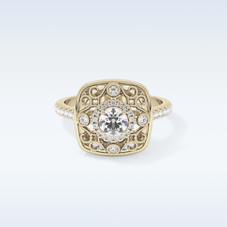 0.32 CT Halo Engagement Ring Featuring Round Moissanite