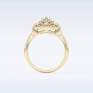 0.32 CT Halo Engagement Ring Featuring Round Moissanite