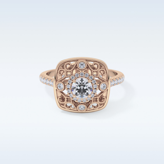 0.32 CT Halo Engagement Ring Featuring Round Moissanite