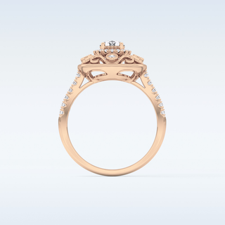0.32 CT Halo Engagement Ring Featuring Round Moissanite