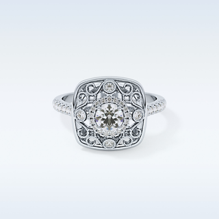 0.32 CT Halo Engagement Ring Featuring Round Moissanite