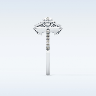 0.32 CT Halo Engagement Ring Featuring Round Moissanite