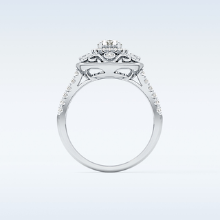 0.32 CT Halo Engagement Ring Featuring Round Moissanite