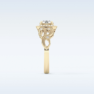 0.8 CT Halo & Art Deco Engagement Ring Featuring Round Moissanite