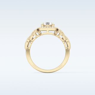 0.8 CT Halo & Art Deco Engagement Ring Featuring Round Moissanite