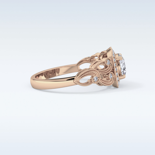 0.8 CT Halo & Art Deco Engagement Ring Featuring Round Moissanite