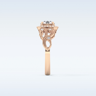 0.8 CT Halo & Art Deco Engagement Ring Featuring Round Moissanite