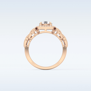 0.8 CT Halo & Art Deco Engagement Ring Featuring Round Moissanite