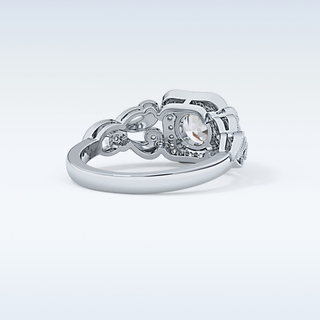 0.8 CT Halo & Art Deco Engagement Ring Featuring Round Moissanite