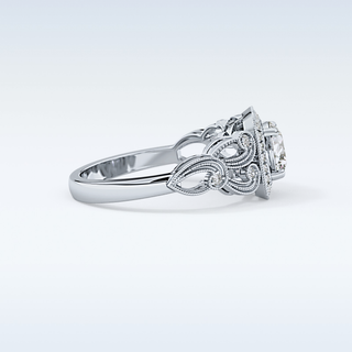 0.8 CT Halo & Art Deco Engagement Ring Featuring Round Moissanite