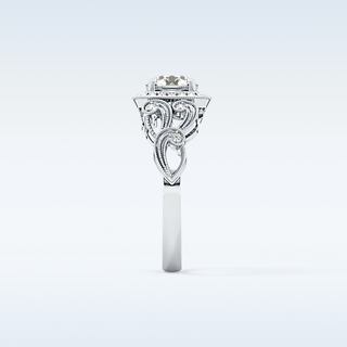 0.8 CT Halo & Art Deco Engagement Ring Featuring Round Moissanite