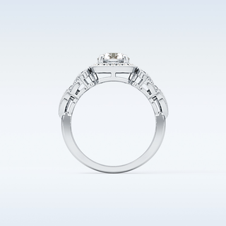 0.8 CT Halo & Art Deco Engagement Ring Featuring Round Moissanite