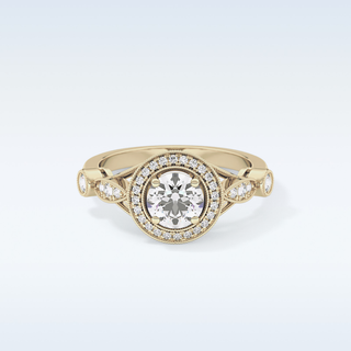 0.67 CT Halo & Pave Engagement Ring Featuring Round Moissanite