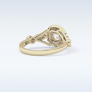 0.67 CT Halo & Pave Engagement Ring Featuring Round Moissanite