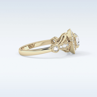 0.67 CT Halo & Pave Engagement Ring Featuring Round Moissanite
