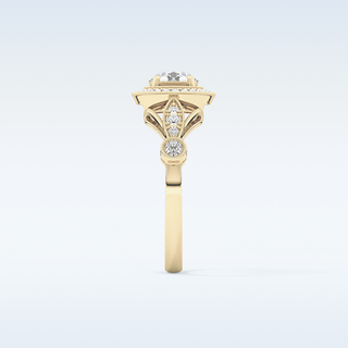 0.67 CT Halo & Pave Engagement Ring Featuring Round Moissanite