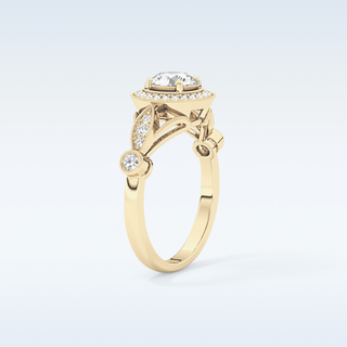 0.67 CT Halo & Pave Engagement Ring Featuring Round Moissanite