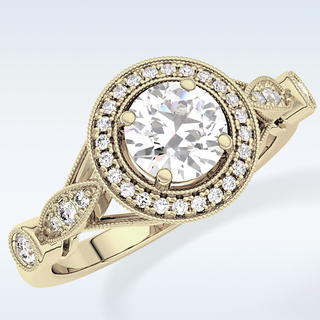 0.67 CT Halo & Pave Engagement Ring Featuring Round Moissanite